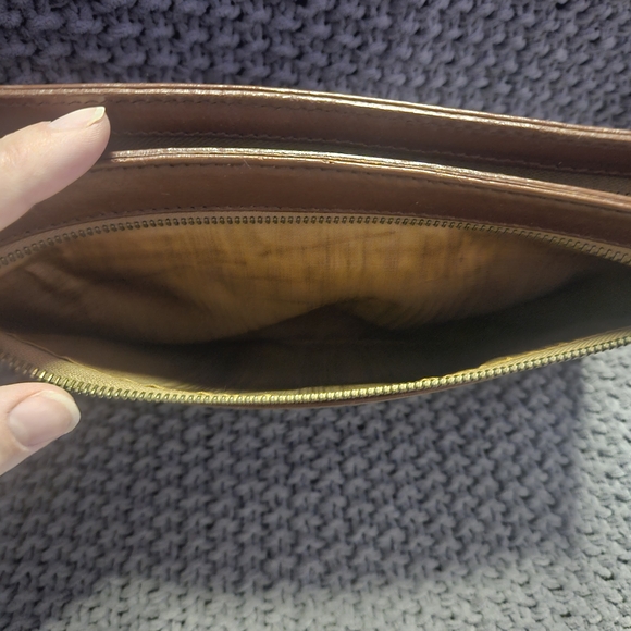 Authentic CELINE Macadam Clutch Wristlet Brown PVC Leather Vintage Honeycomb bag - Picture 6 of 16